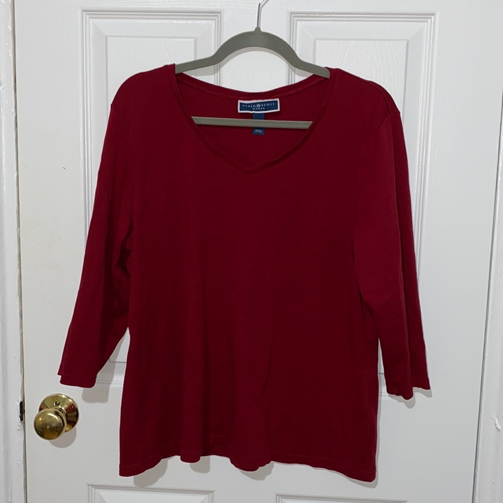 Karen Scott Red Long Sleeve Plus Size 2X